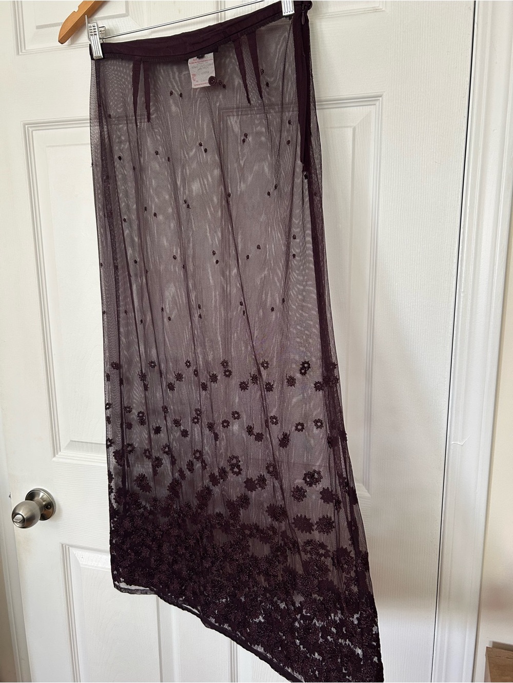 Vintage Plum Sheer Embroidered Flower Skirt